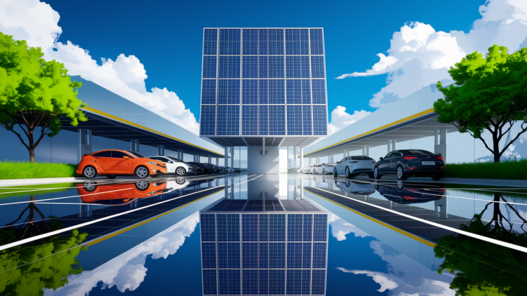 Vertical PV system at Japanese parking lot operating under PPA