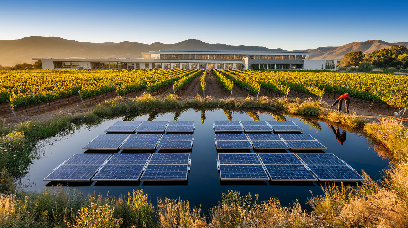 California winery runs all operations on floating and rooftop solar